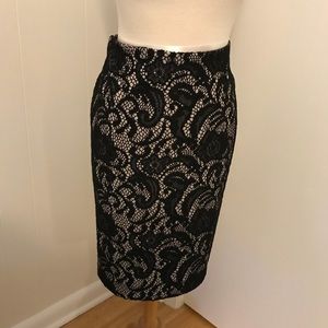 Ann Taylor Black lace pencil skirt 12p petite NWT